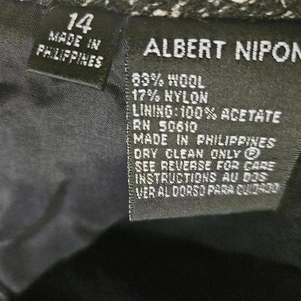 Albert Nipon Wool/Nylon Blend Black & White Skirt Women (14) - Picture 4 of 5